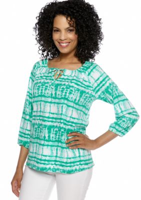 Jones New York Sport Tye Dye Peasant Top