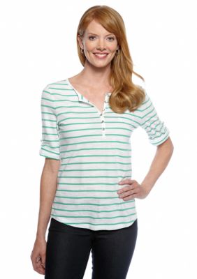 Jones New York Sport Roll Sleeve Henley
