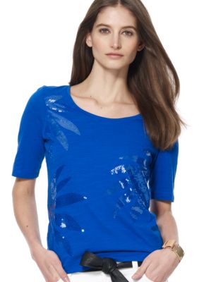Jones New York Sport Plus Size Sequin Detailed Tee