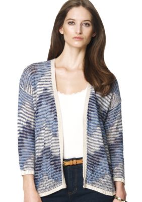 Jones New York Sport Open Front Striped Sweater