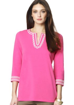 Jones New York Sport Split Neck Embellished Tunic