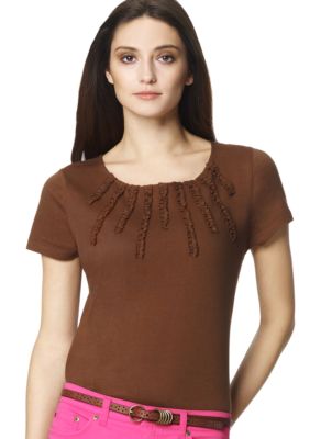 Jones New York Sport Plus Size Embellished Neckline Knit Top