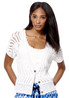 Jones New York Sport Crop V Neck Cardigan