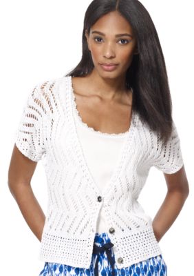 Jones New York Sport Petite Crop V Neck Cardigan