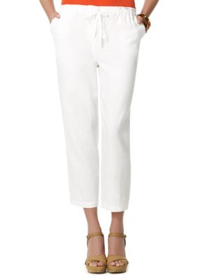 Jones New York Sport Solid Crop Linen Pants
