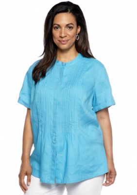 Jones New York Sport Plus Size Short Sleeve Shirt With Hidden Placket