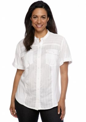 Jones New York Sport Plus Size Banded Collar Shirt