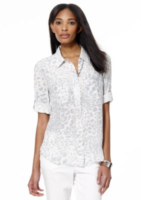 Jones New York Sport Leopard Print Equipment Shirt