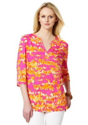 Jones New York Sport Printed Split Neck Tunic