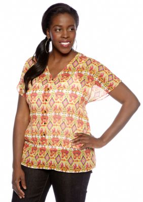 Jones New York Sport Plus Size Dolman Sleeve Peplum Top
