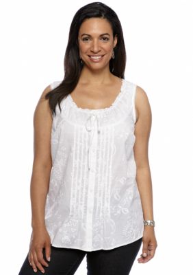 Jones New York Sport Plus Size Sleeveless Button Front Shirt