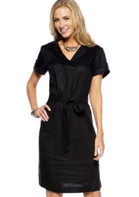 Jones New York Sport A Line Belted Linen Dress