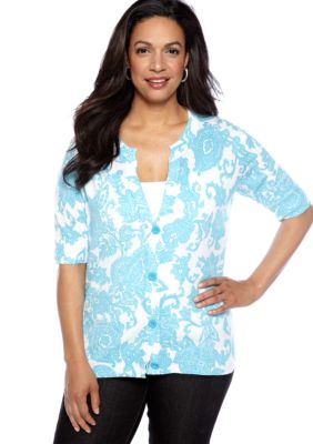 Jones New York Sport Plus Size Print Short Sleeve Cardigan