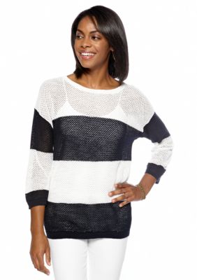 Jones New York Sport Stripe Knit Pullover