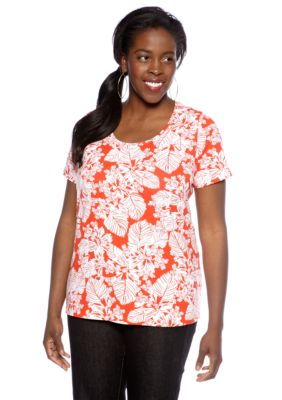 Jones New York Sport Plus Size Printed Scoop Neck Tee