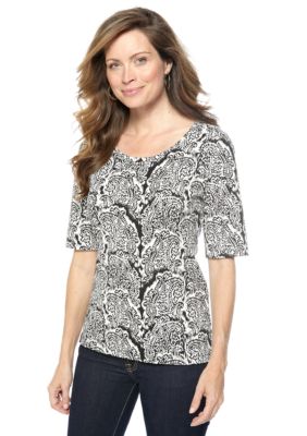 Jones New York Collection Printed Scoop Neck Tee