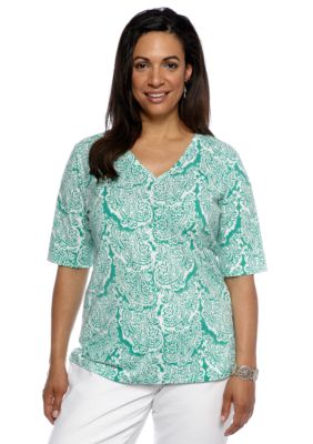 Jones New York Sport Plus Size Printed V-neck Tee