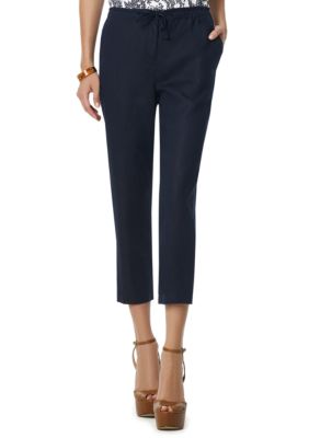 Jones New York Sport Solid Crop Linen Pant