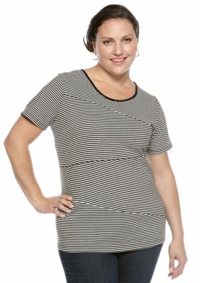 Jones New York Sport Plus Stripe Scoop Neck Tee