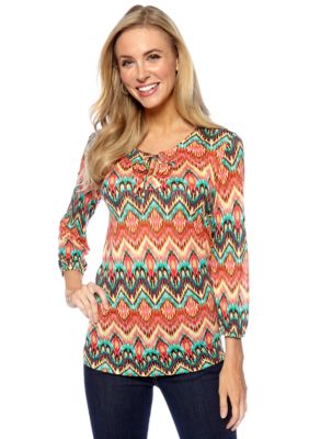 Jones New York Sport Petite Print Knit with Tie