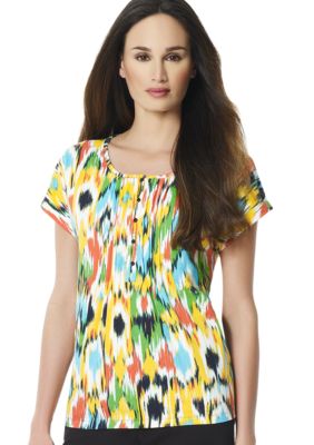 Jones New York Sport Pintuck Scoop Neck Knit Top