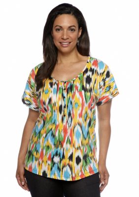 Jones New York Sport Plus Size Pin Tucked Top