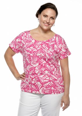 Jones New York Sport Crochet Printed Knit Tee