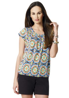 Jones New York Sport Printed Peasant Top