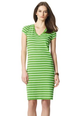 Jones New York Sport Cap Sleeve Stripe Dress