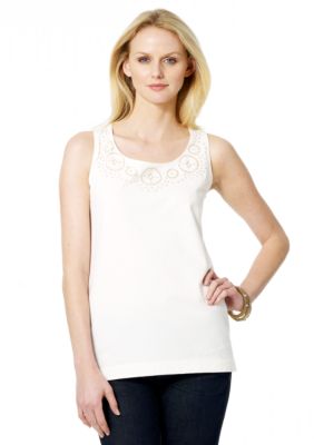 Jones New York Sport Petite Sleeveless Lace Tank