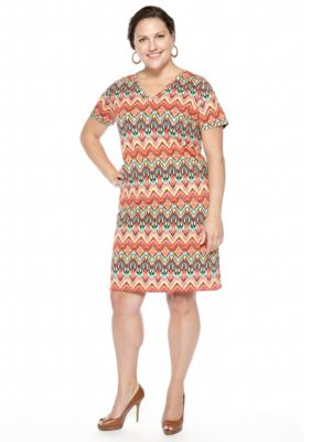 Jones New York Sport Plus Tribal Print Dress