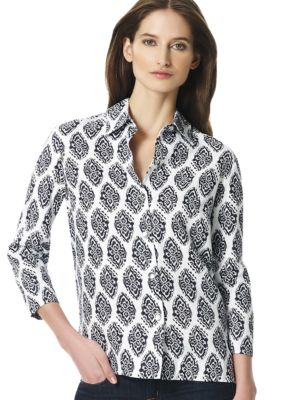 Jones New York Sport Printed Boxy Linen Jacket