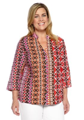 Jones New York Sport Plus Size Linen Roll Cuff Shirt