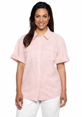 Jones New York Sport Plus Size Stripe Camp Shirt