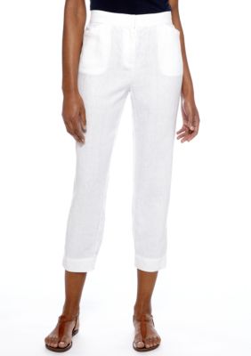 Jones New York Sport Flat Front Linen Pant