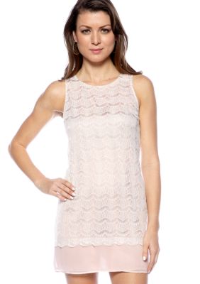 Red Haute Lace Blocked Shift Dress