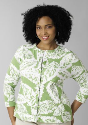 Rafaella Form + Function Plus Size Leaf Print Cardigan