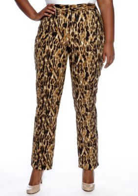 Rafaella Form + Function Plus Size Brushed Cheetah Pant