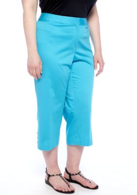 Rafaella Form + Function Plus Size Curvy Fit Capri with Metallic Hardware
