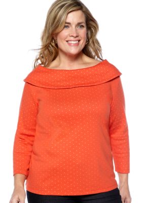 Rafaella Form + Function Plus Size Dot Print Knit Top