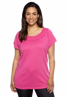 Rafaella Form + Function Plus Size Beaded Neck Top