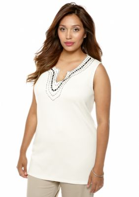 Rafaella Form + Function Plus Size Embellished Tank
