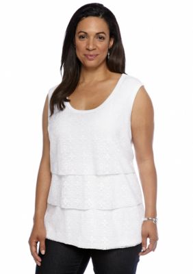 Rafaella Form + Function Plus Size Lace Tiered Tank