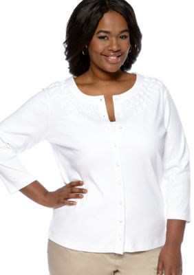 Rafaella Form + Function Plus Size Embellished Knit Cardigan