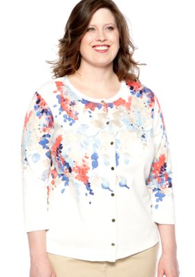 Rafaella Form + Function Plus Size Cherry Blossom Bouquet Cardigan