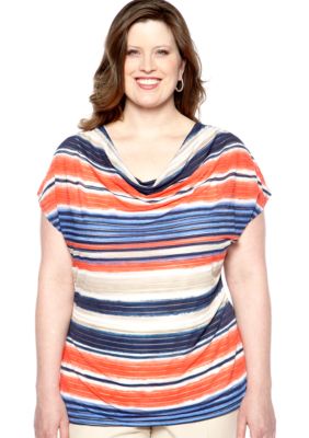 Rafaella Form + Function Plus Size Sheer Striped Tunic