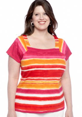 Rafaella Form + Function Plus Size Ombre Stripe Shirt