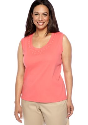 Rafaella Form + Function Plus Size Solid Embellished Tank