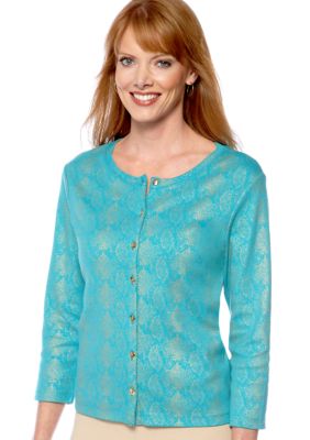 Rafaella Form + Function Petite Reptile Print Cardigan
