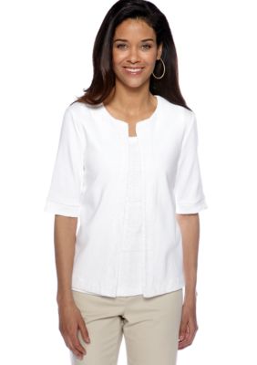 Rafaella Form + Function Petite Lace Trimmed Cardigan